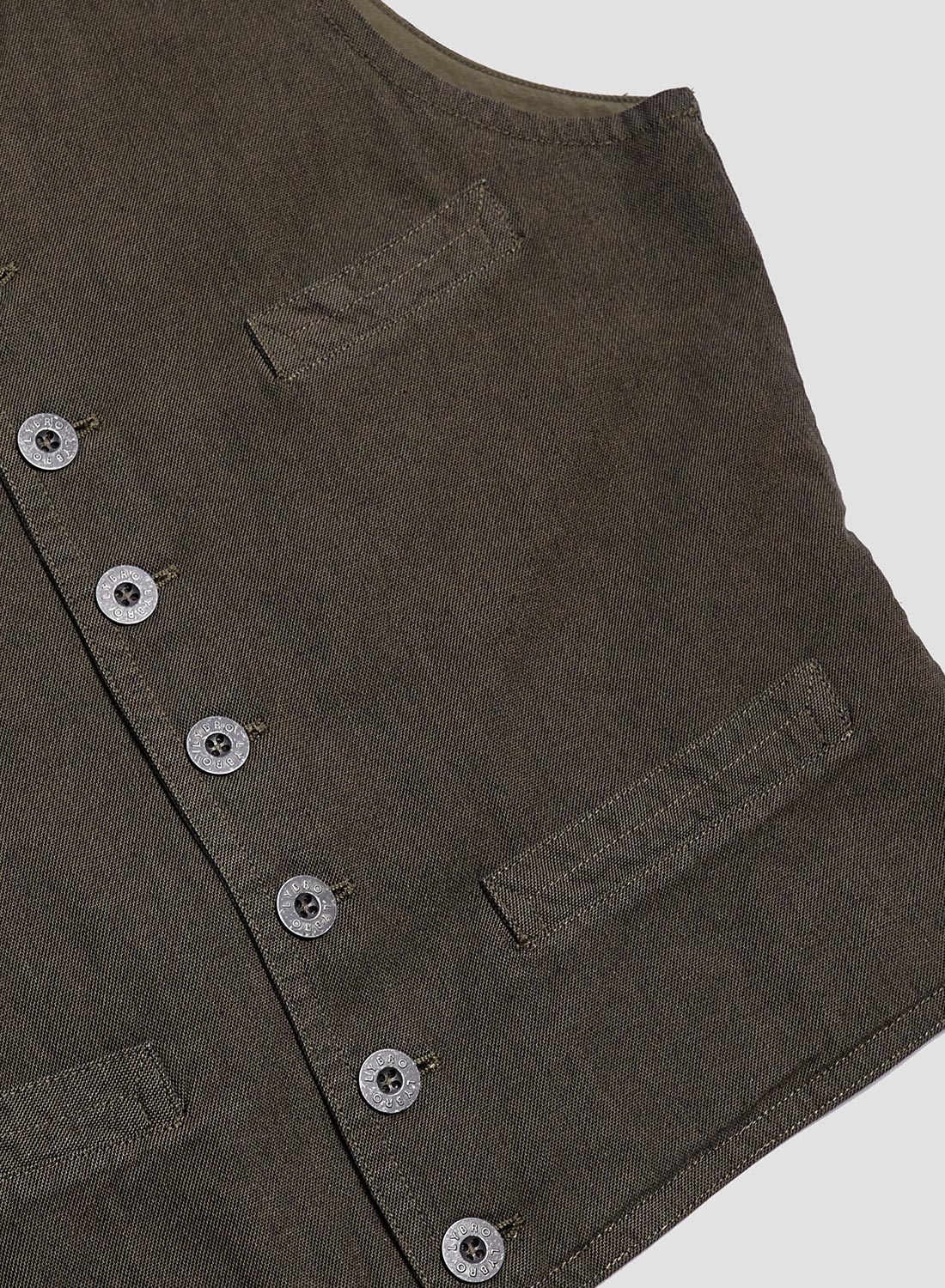 Waistcoat Cotton Broken Twill in Army - 7