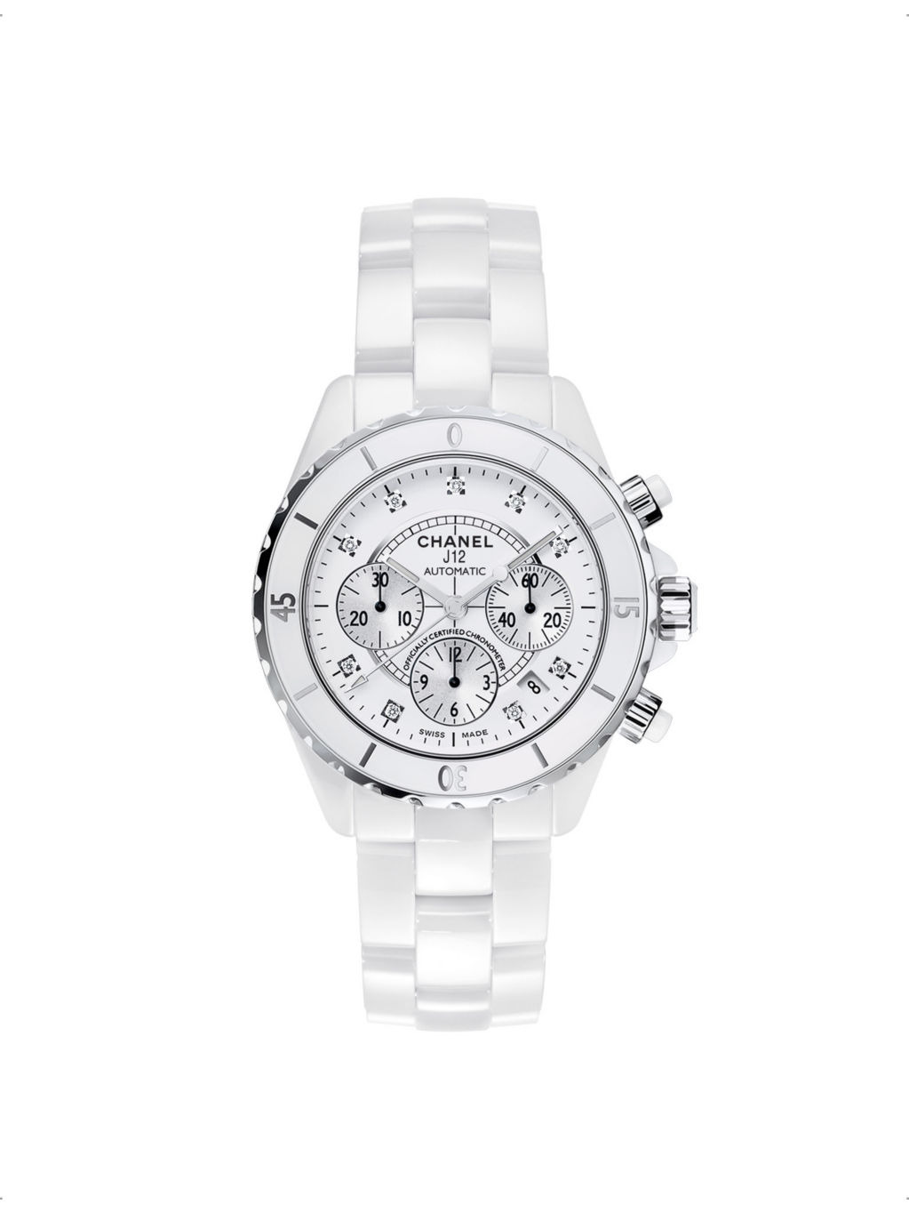 H2009 J12 Chronograph ceramic, stainless-steel and 0.07ct diamond automatic watch - 1