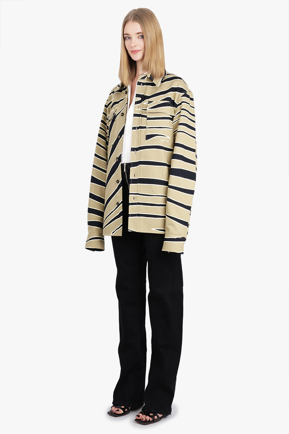 ANIMAL PRINT COTTON DRILL SHIRT | SESAME/NAVY/CAMO - 4