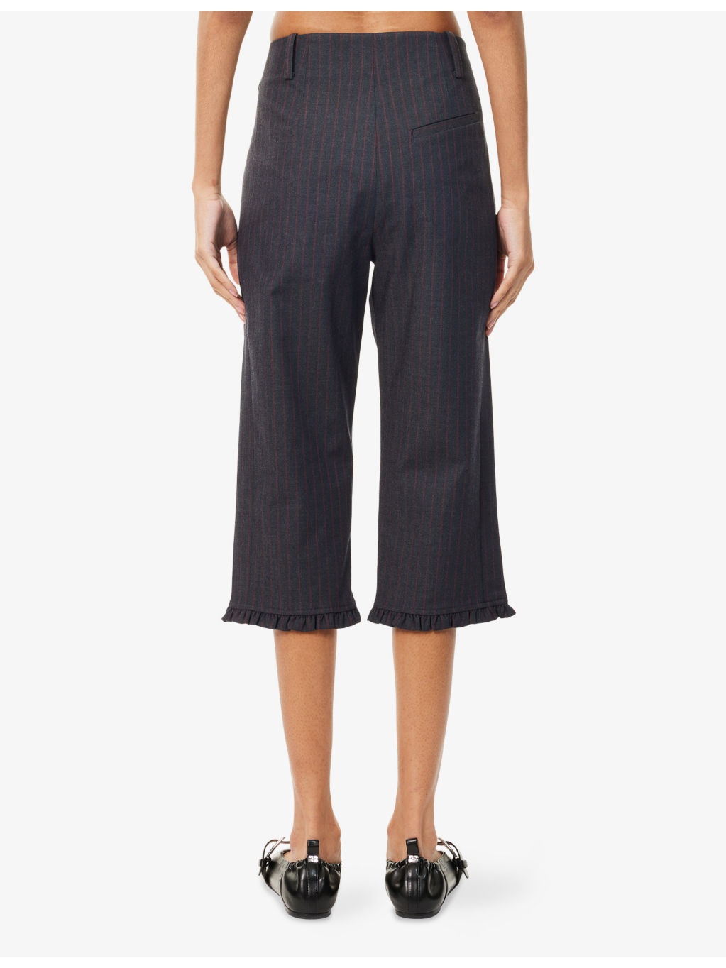 Striped Tailored Woven Capri Trousers - 4