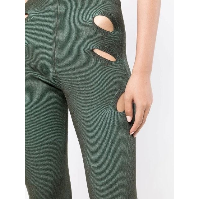 Green lock split pants - 5