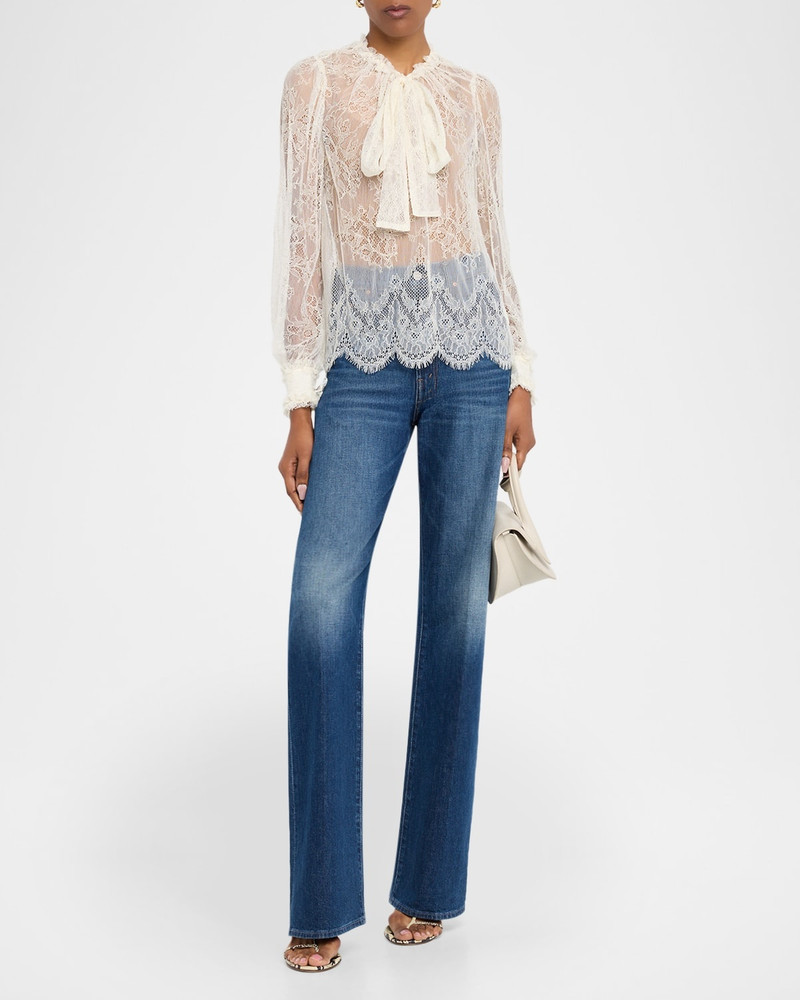 ULLA JOHNSON Iliana Lace Neck-Tie Blouse outlook