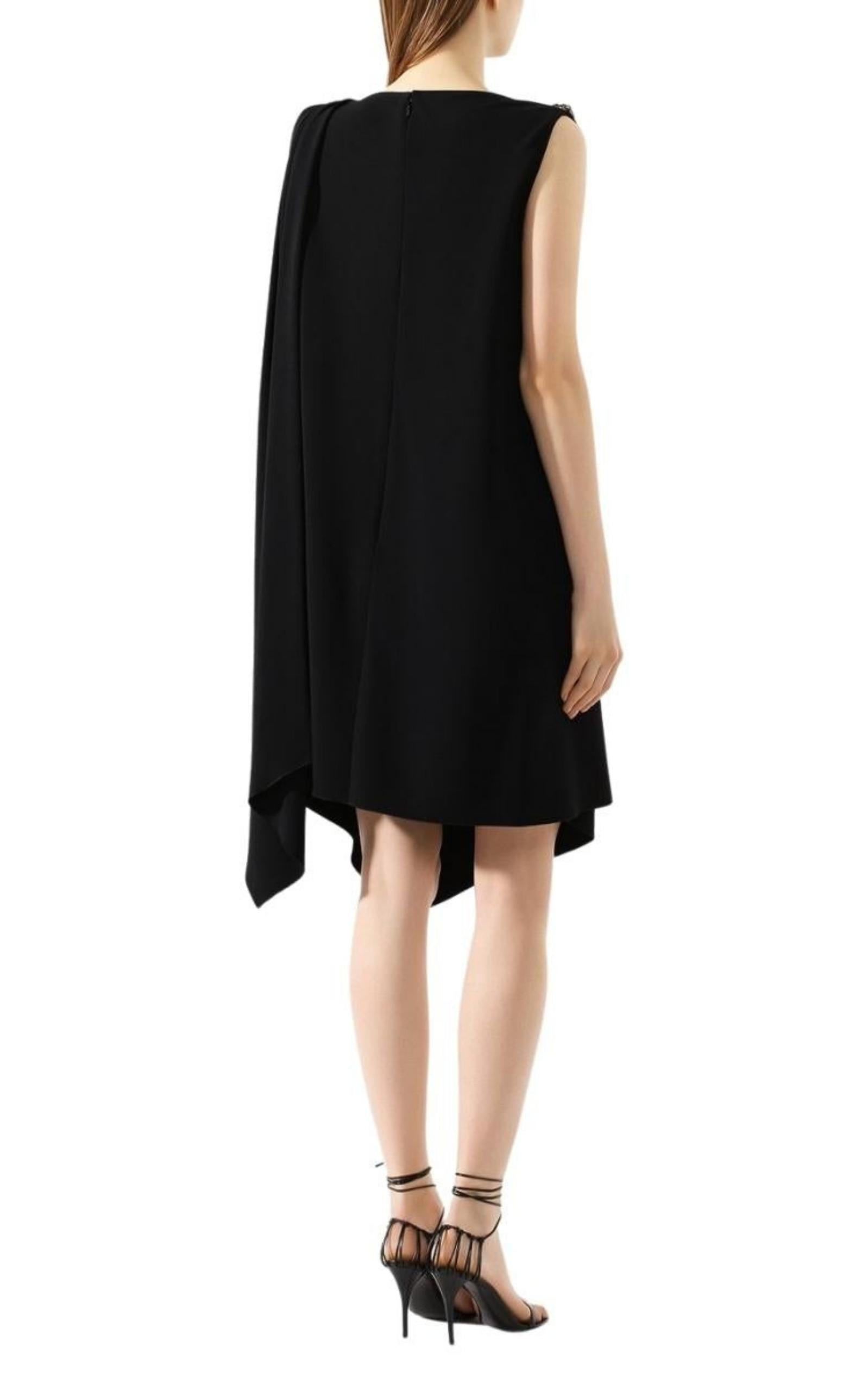 Crystal Embellished Draped Jersey Shift Dress - 4