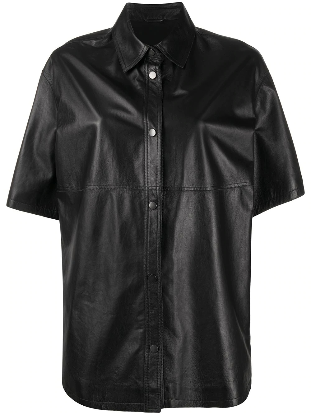 leather short-sleeve shirt - 1