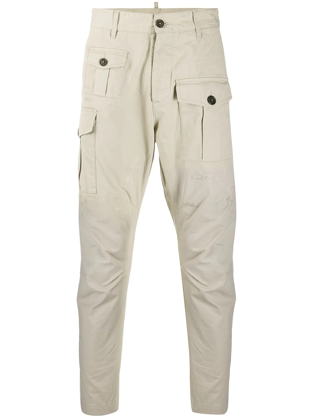 distressed cotton cargo pants - 1