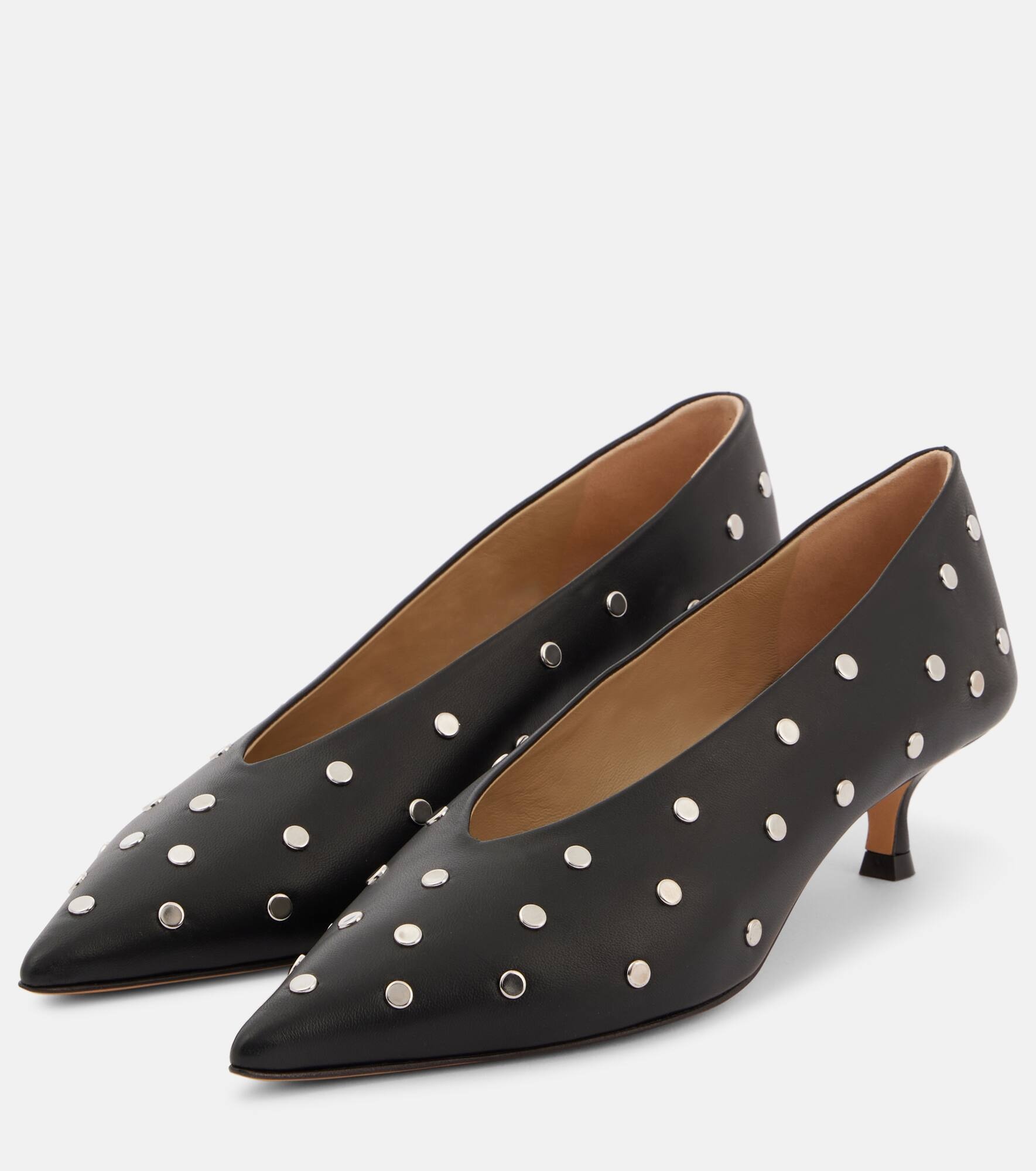 Studded leather pumps - 4