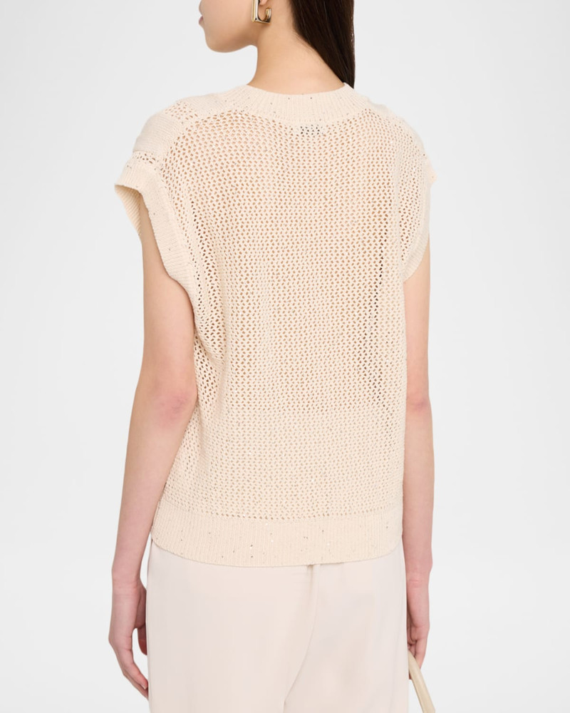Sequined Cotton Cordonnet Sweater Vest 3