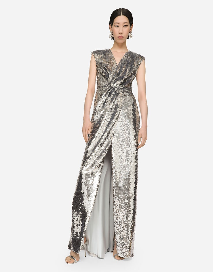 Long sequined dress with draping - 6