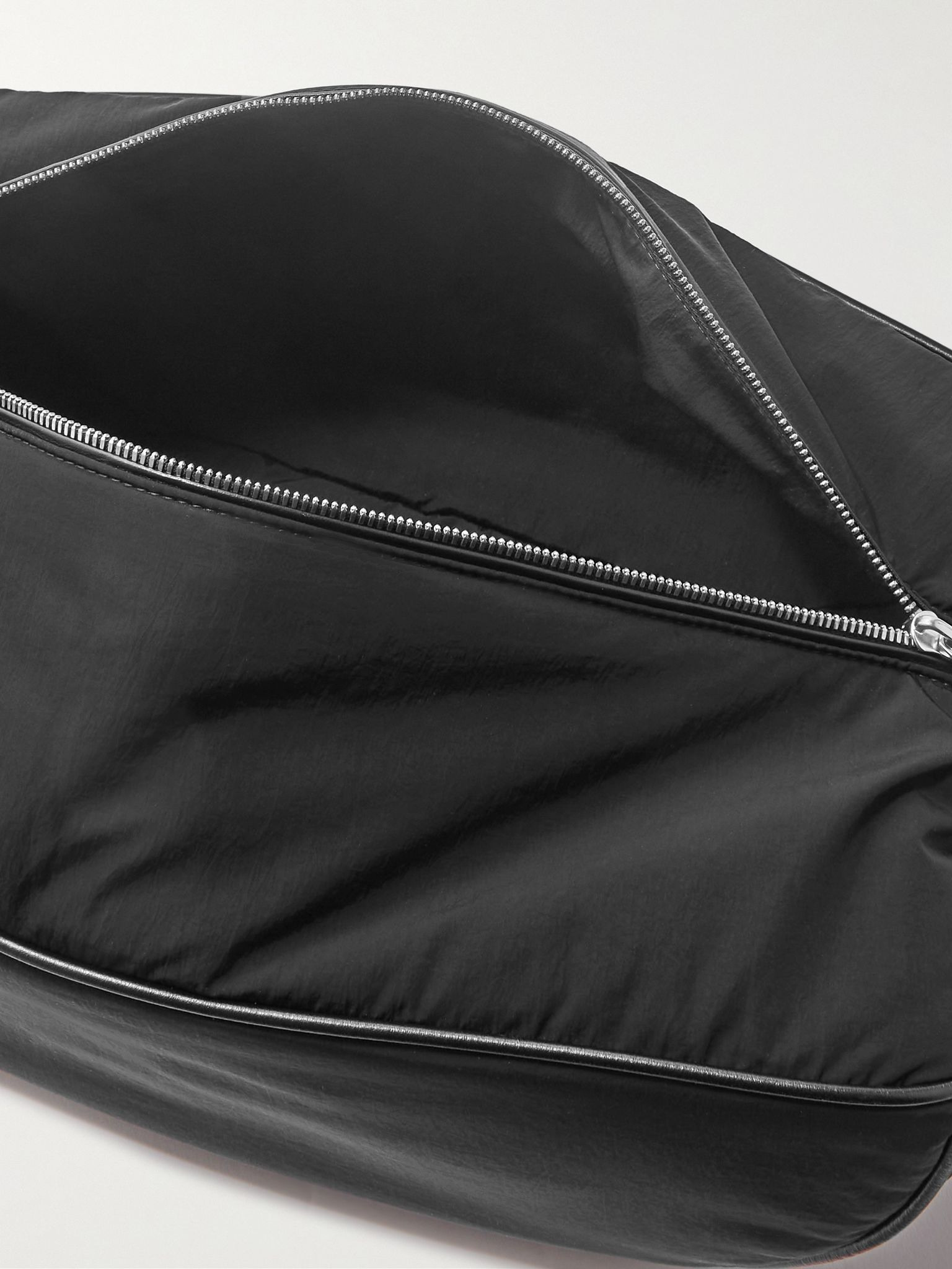 Large Leather-Trimmed Paper Nylon Belt Bag Black - 4