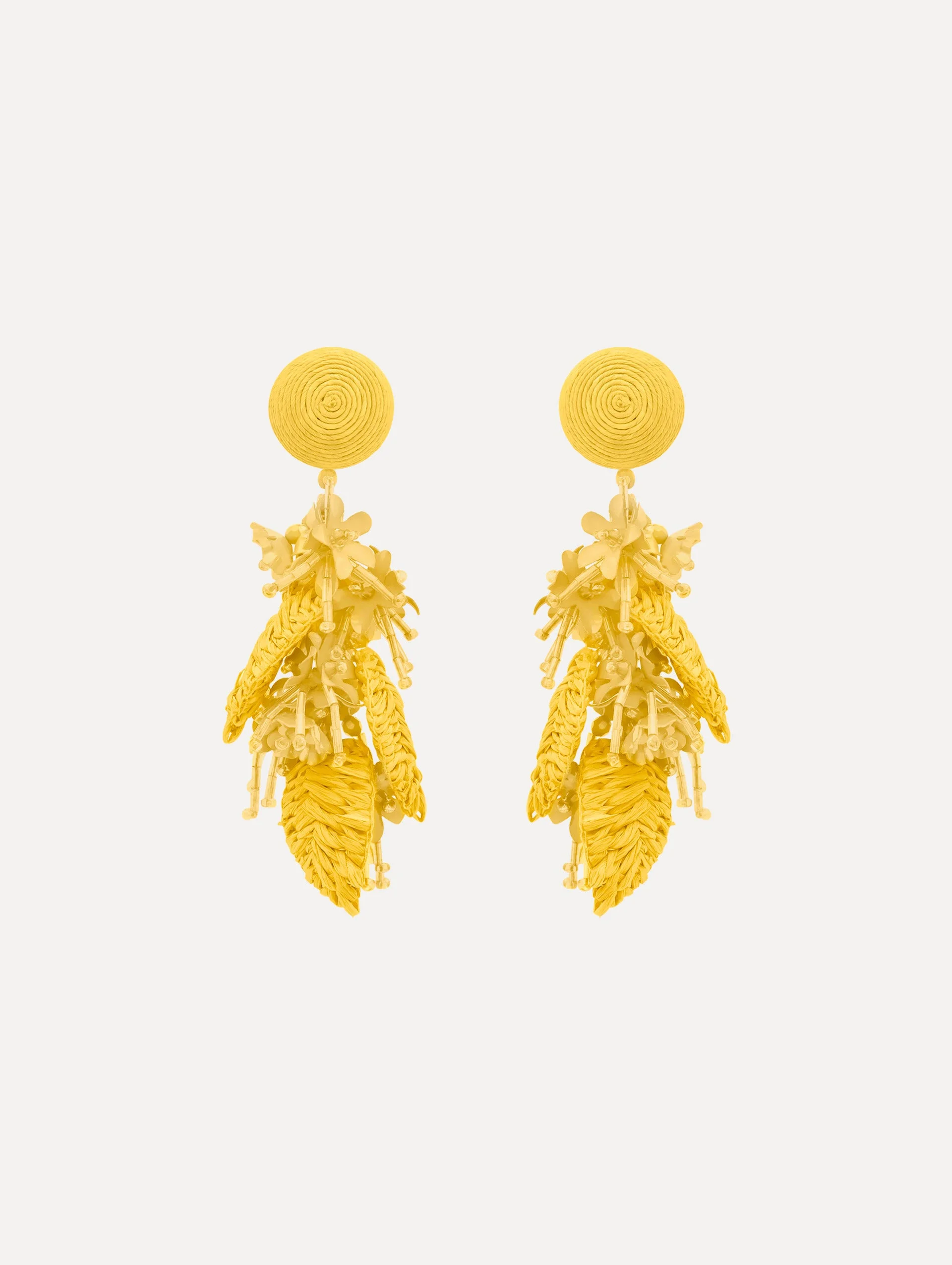 RAFFIA TASSEL BOUQUET CLIP-ON EARRINGS - 1
