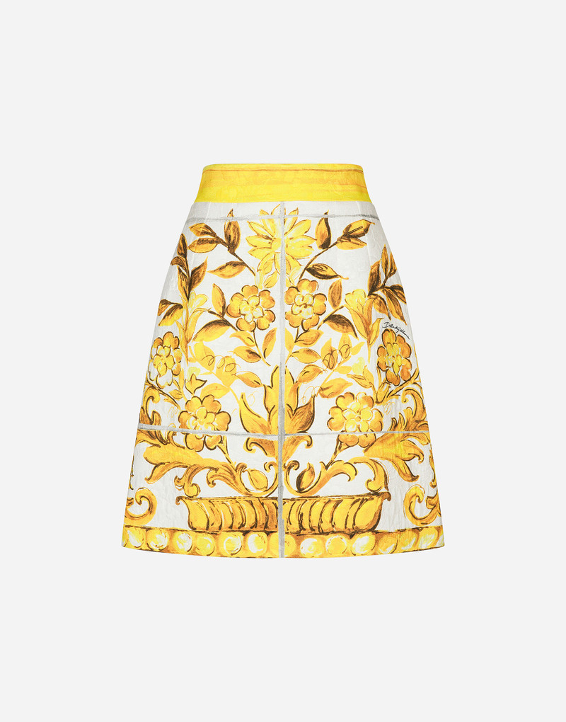 짧은 majolica-print brocade 스커트 1