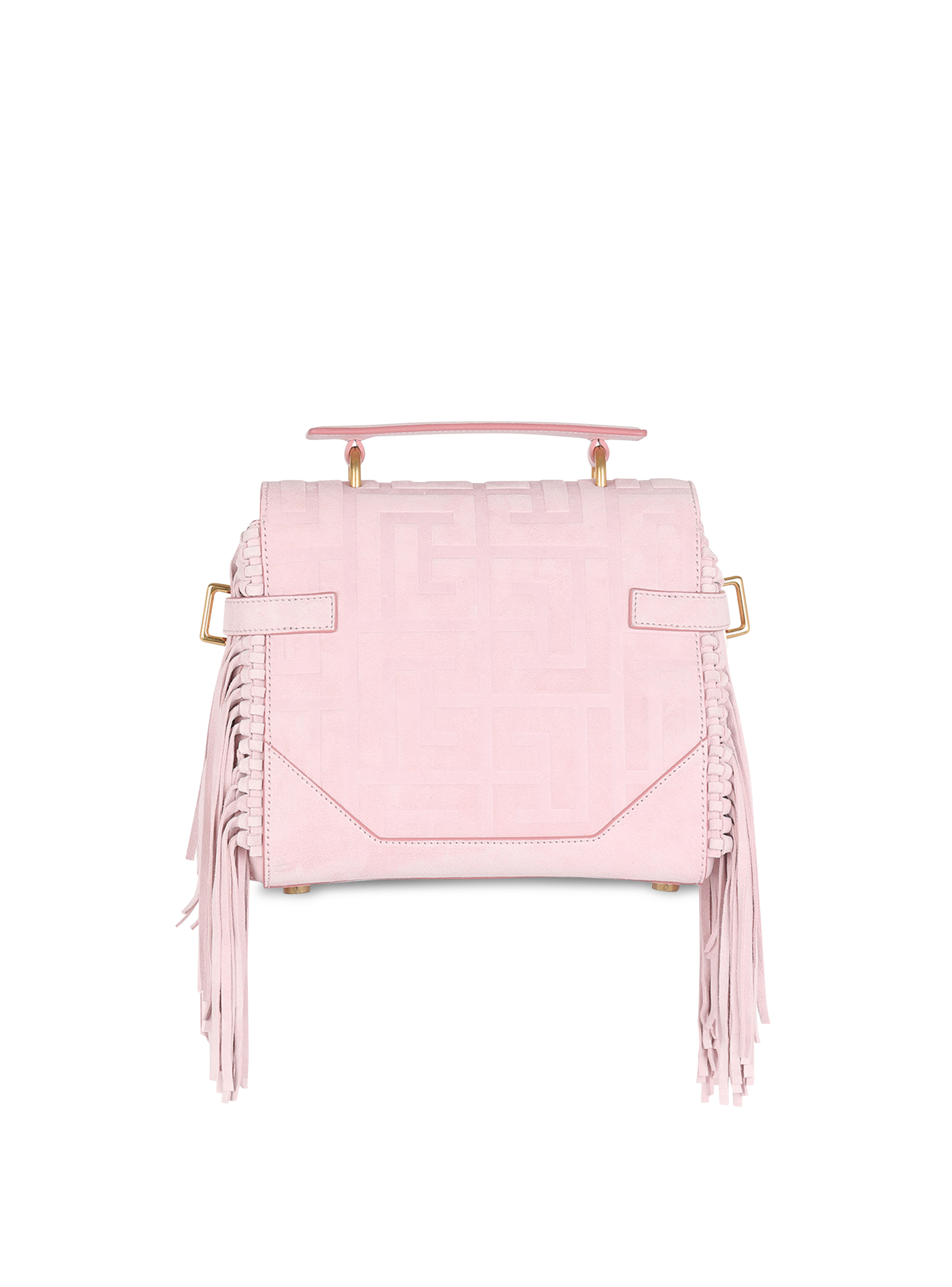 Pink embossed suede B-Buzz 23 bag with fringe - 4