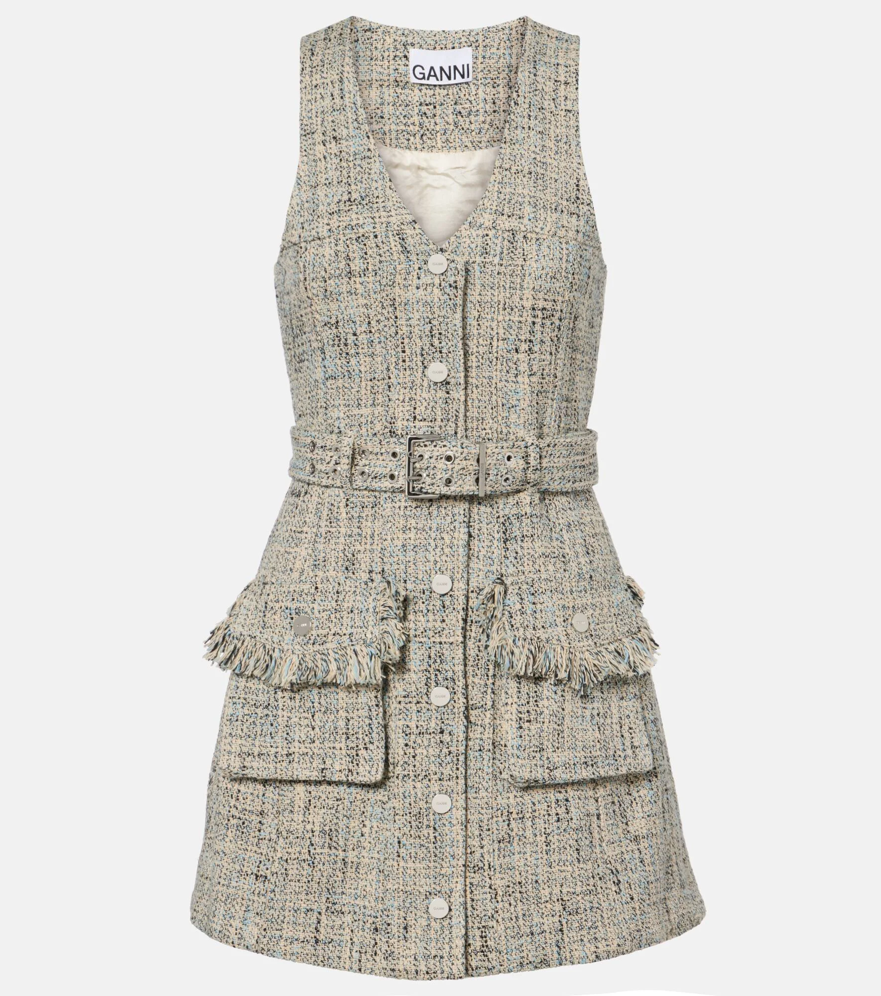Belted tweed minidress - 1
