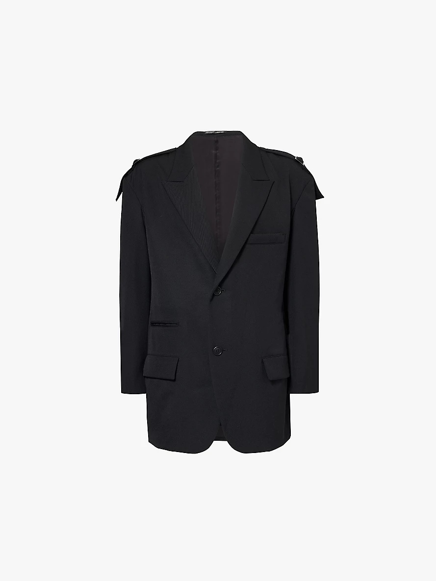 Peak-lapel single-breasted wool blazer - 1