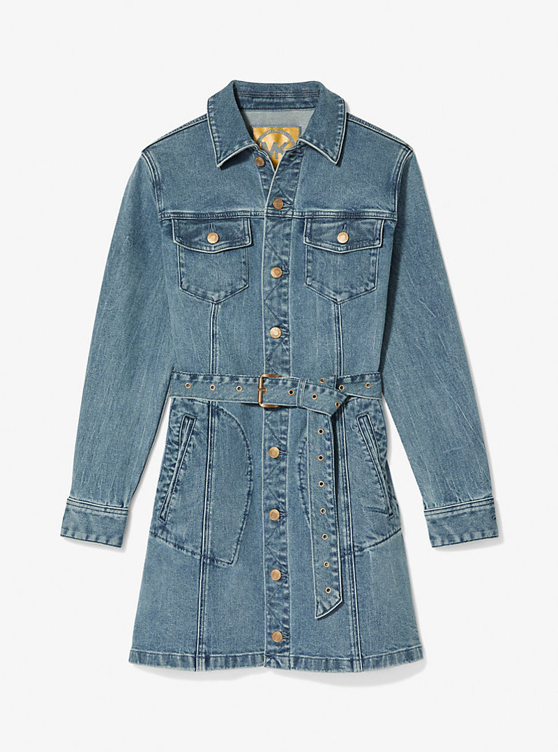 Denim Belted Mini Dress 3