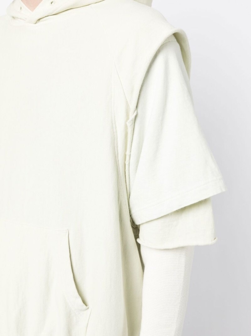 layered-sleeve cotton hoodie - 5