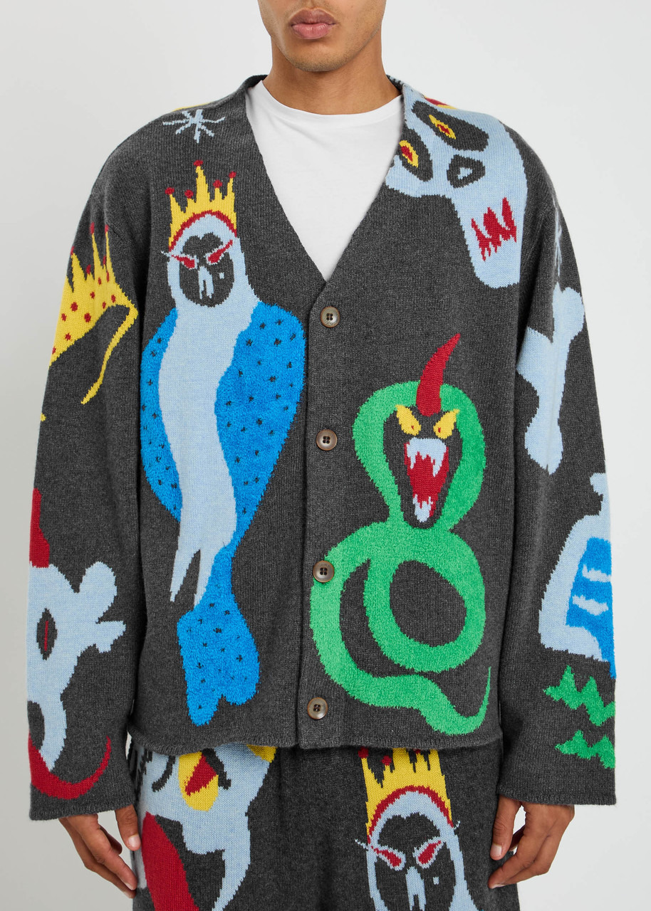 The Elder Statesman Mythical Creatures Intarsia Cashmere-blend Cardigan - 2