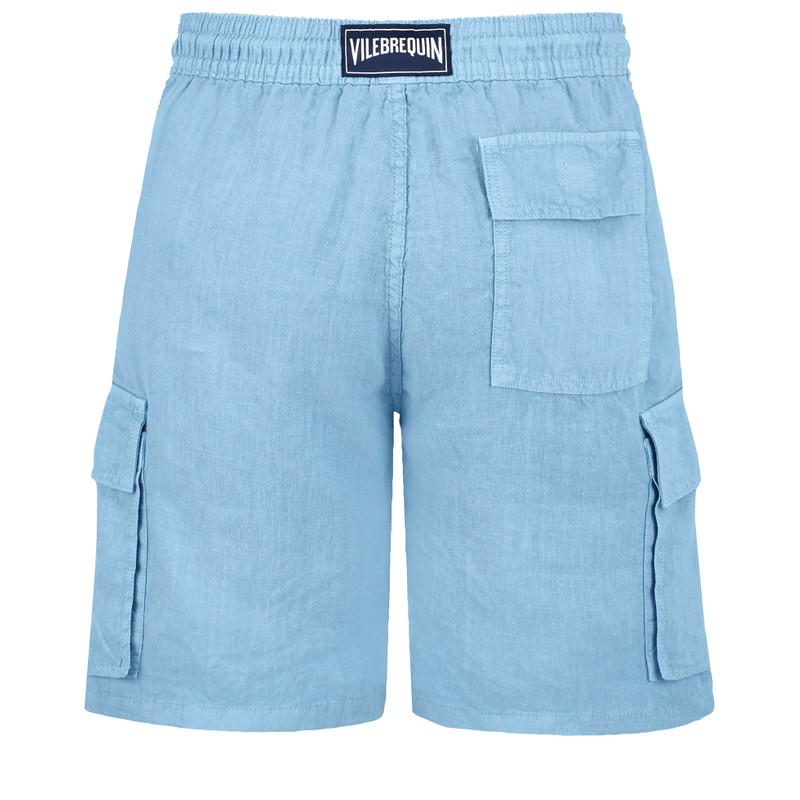 Men Linen Bermuda Shorts Cargo Pockets 2