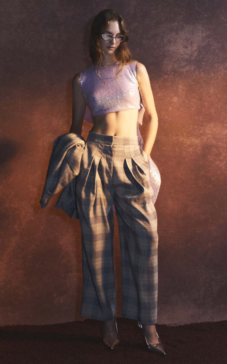 Substance Sequined Crop Top purple - 2