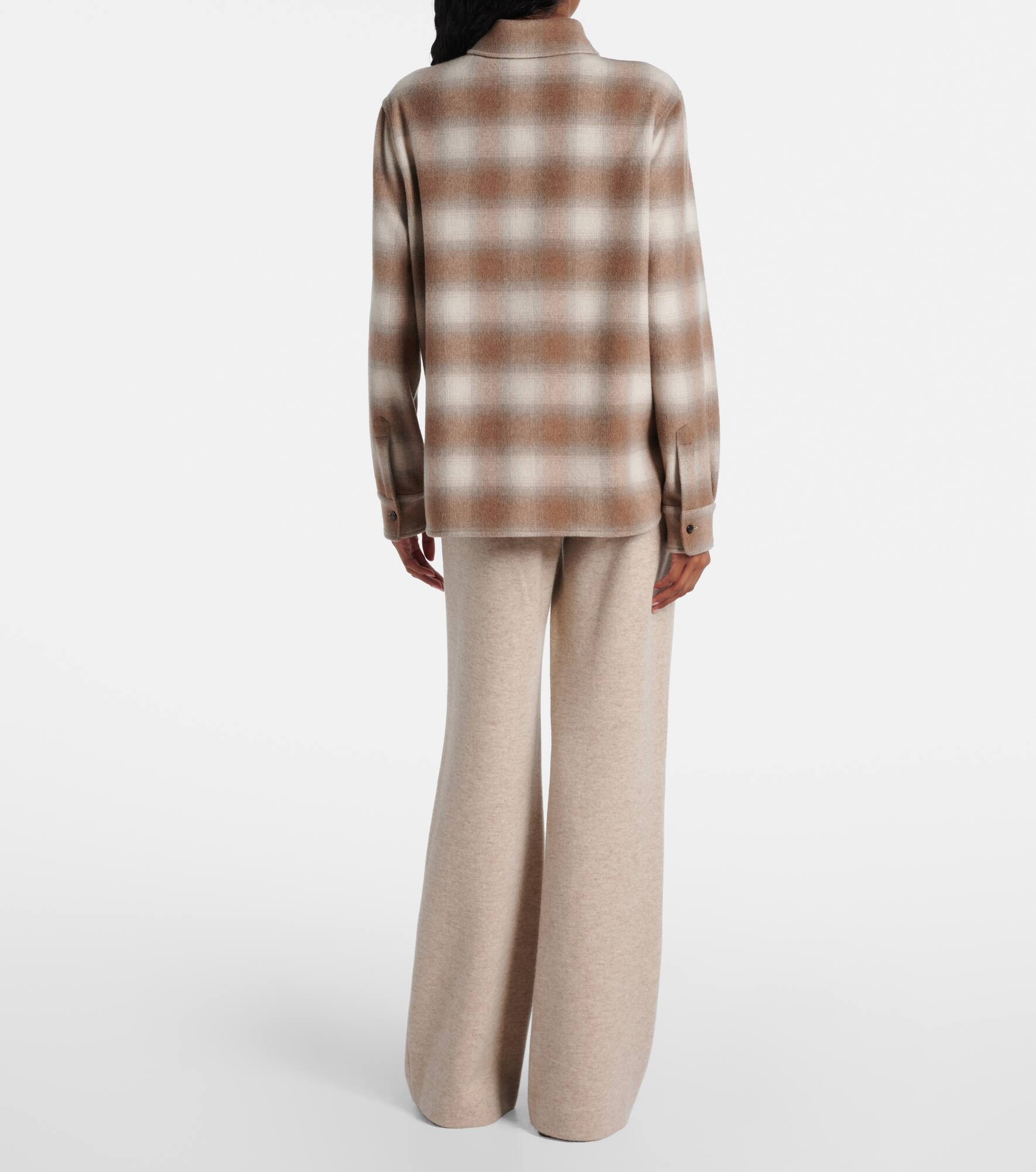 Checked wool and cashmere shirt - 3