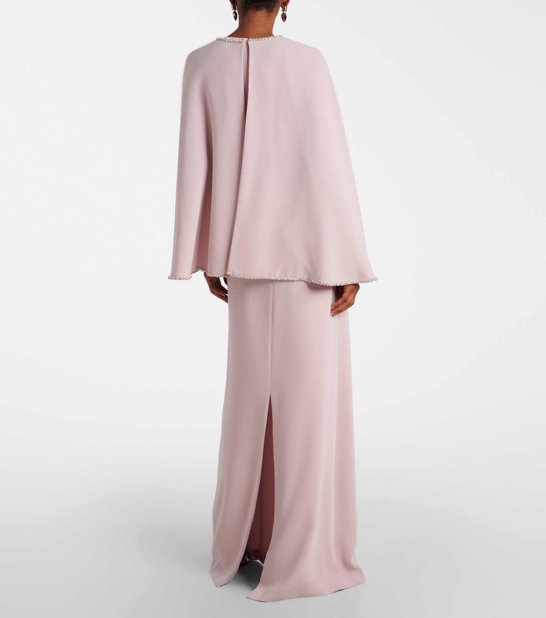 Crystal-embellished caped gown - 3