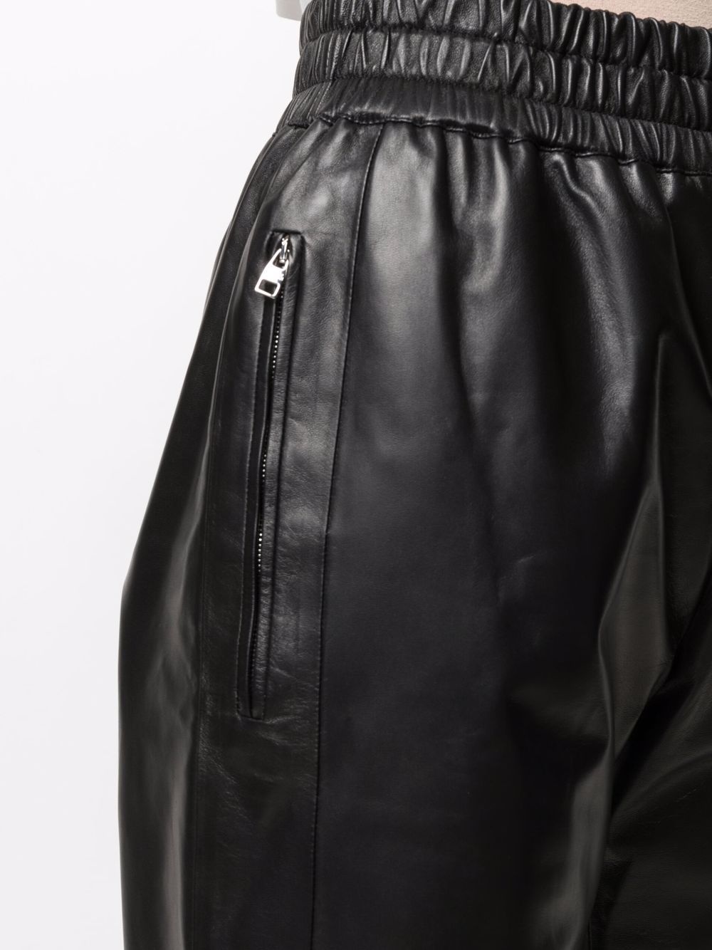elasticated leather trousers - 5
