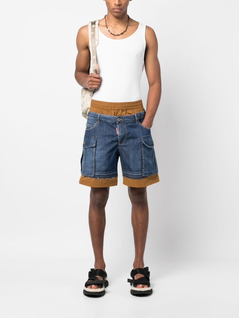 DSQUARED2 layered-design denim shorts outlook