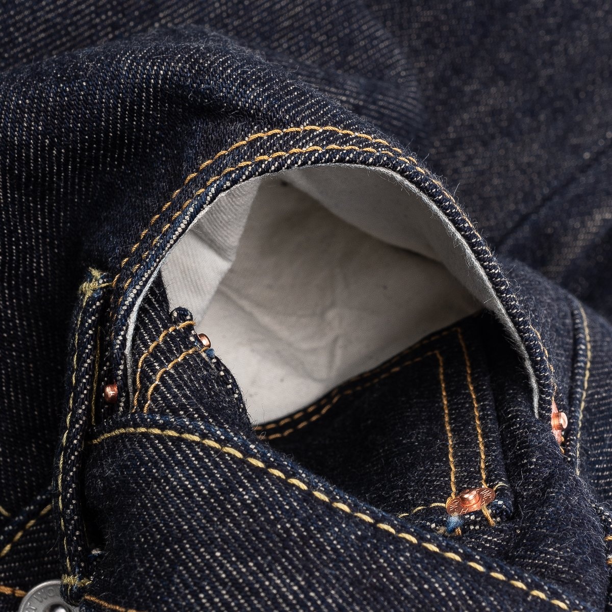 IH-888S-21 21oz Selvedge Denim Medium/High Rise Tapered Cut Jeans - Indigo - 14