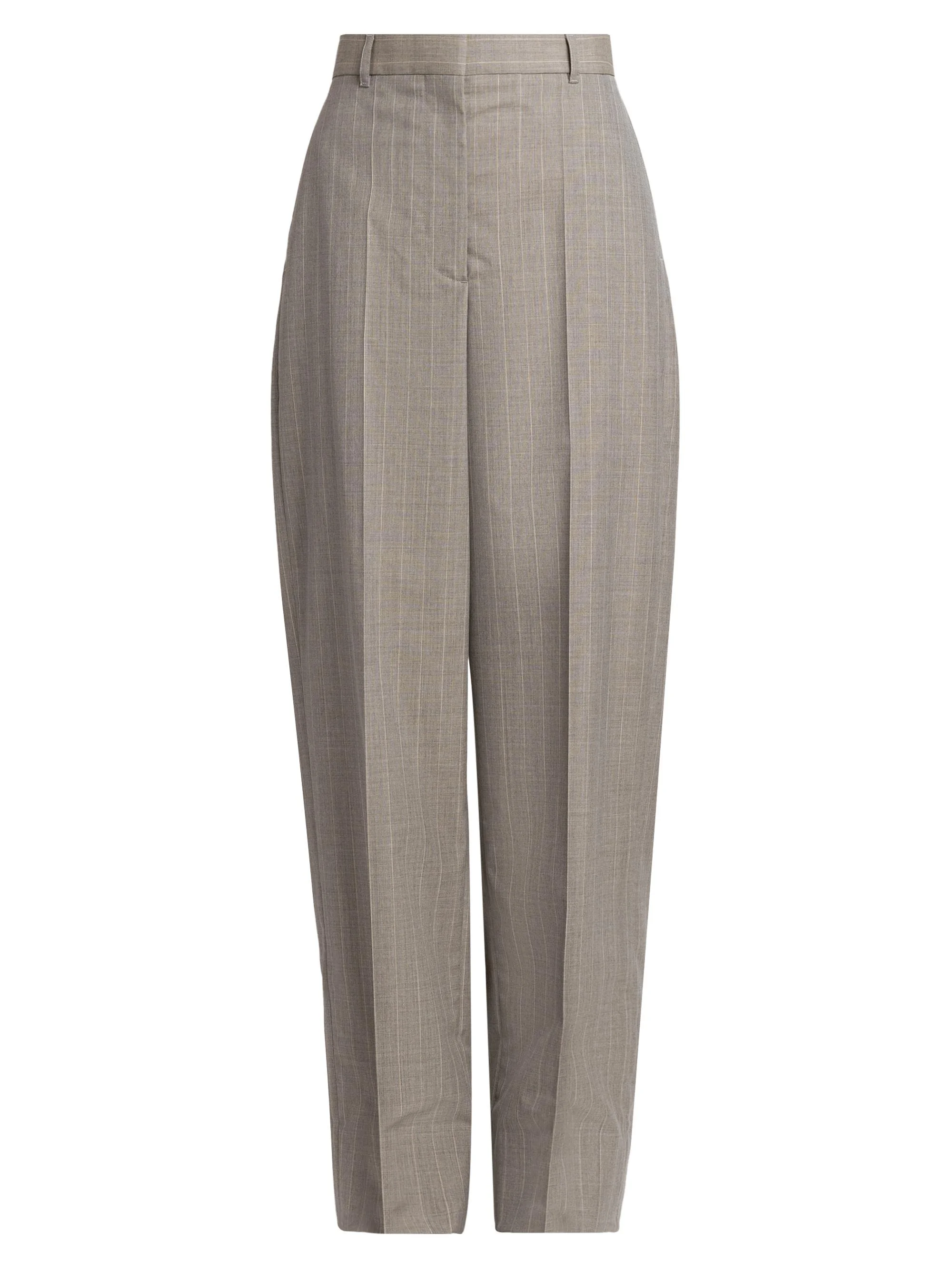Women's Melange Striped Wool Trousers - Stone - 1