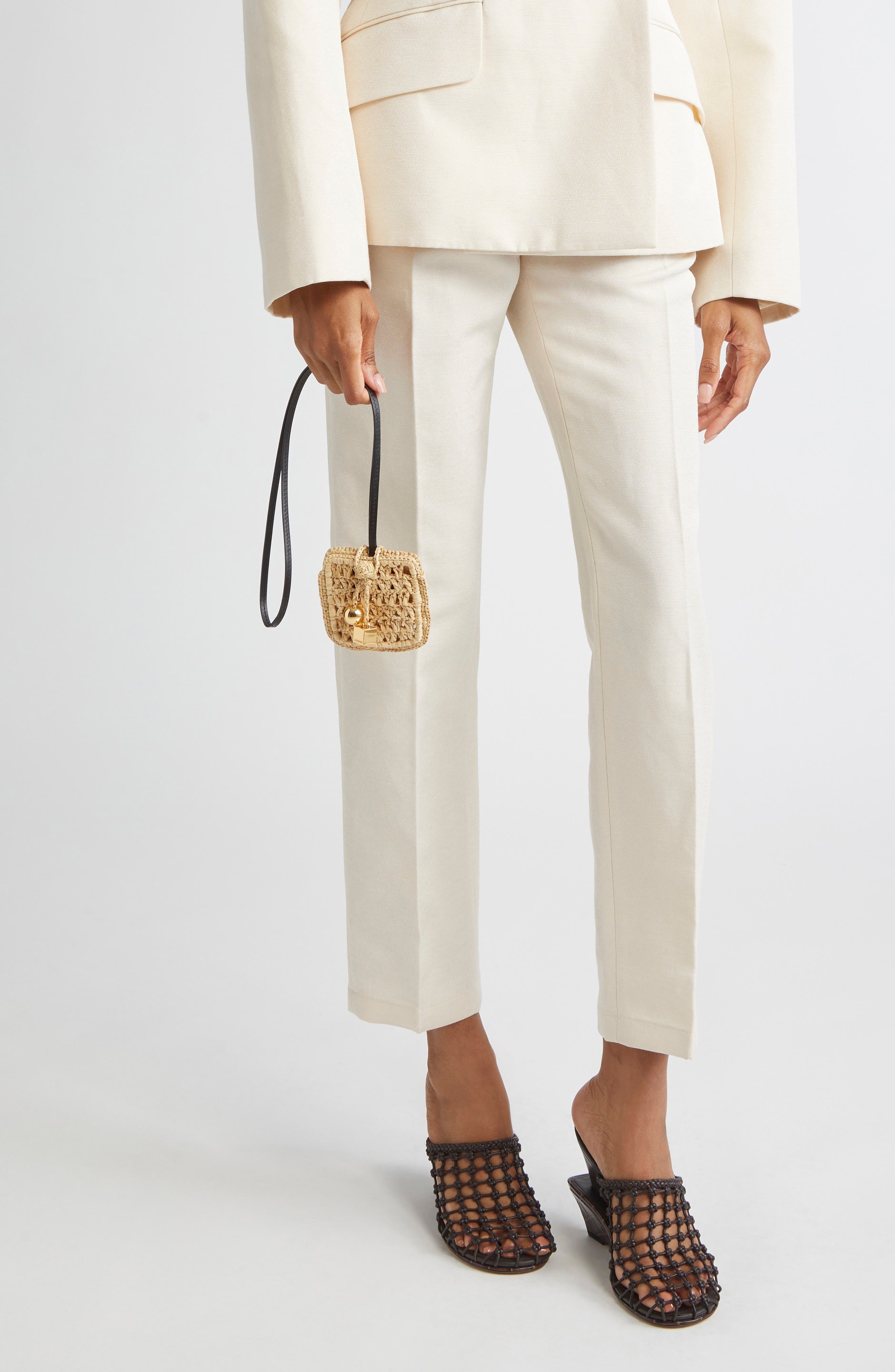 Jacquemus Le Porte Spiaggia Raffia AirPod Pouch in Natural 142 at Nordstrom - 3