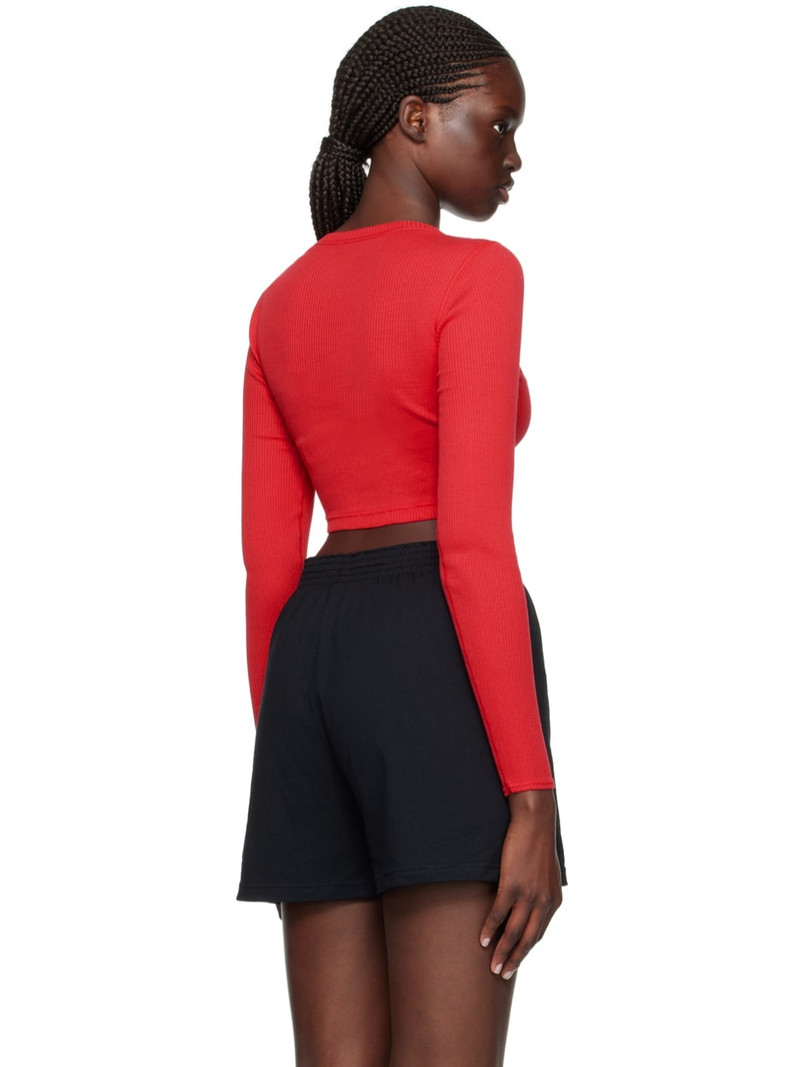 Red Cropped Long Sleeve T-Shirt 3