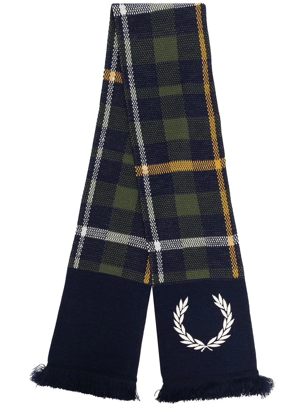 tartan-print knitted scarf - 1