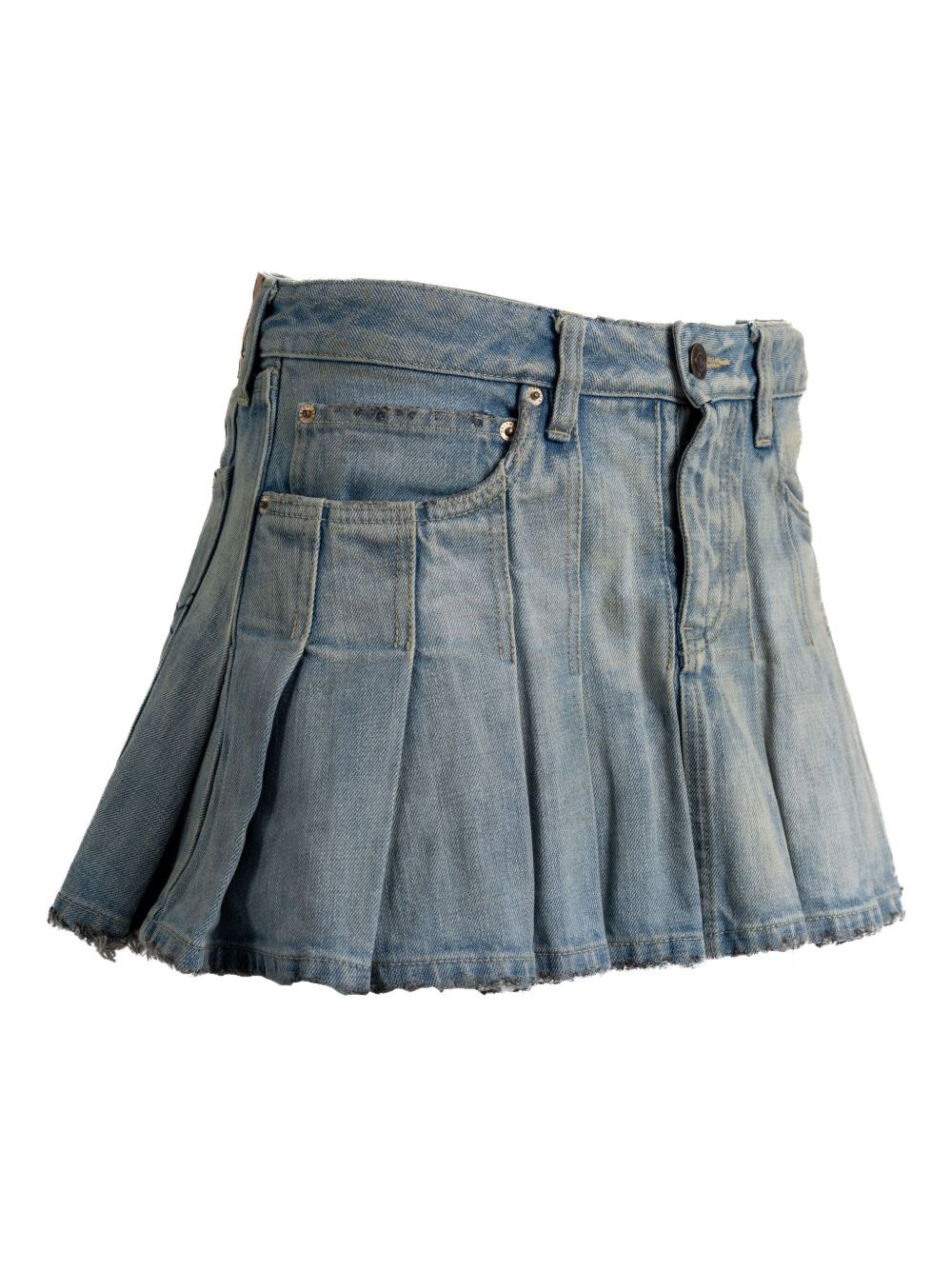 pleated denim mini skirt - 3