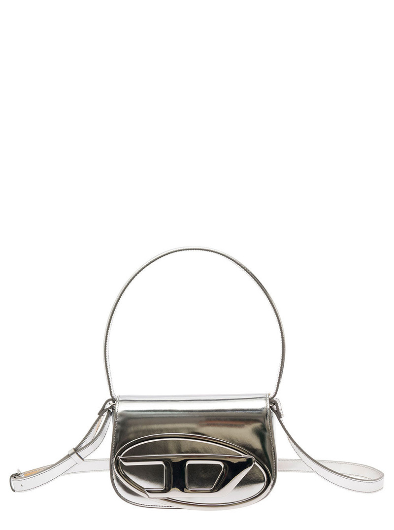 Diesel Women '1Dr' Silver-Tone Shoulder Bag With Oval D Patch In Lamintaed Leather Woman - 1