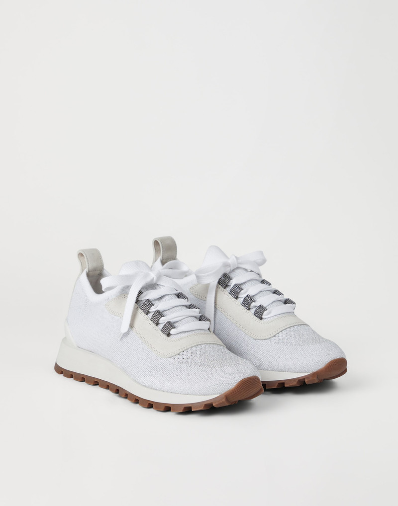 Sparkling cotton knit runners with shiny eyelets - 1