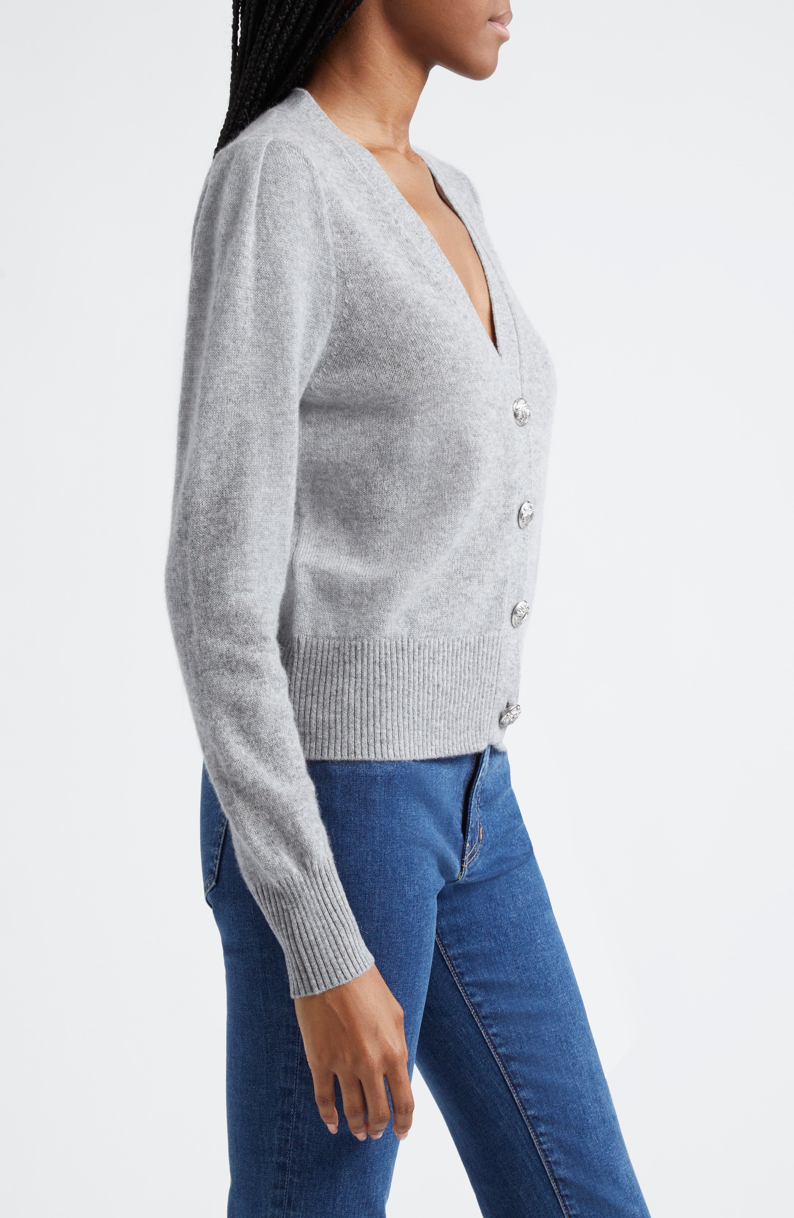 Veronica Beard Solene Cashmere Cardigan in Heather Grey at Nordstrom - 3