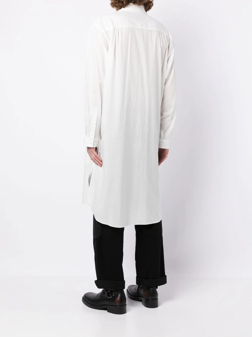 panelled cotton long shirt - 4