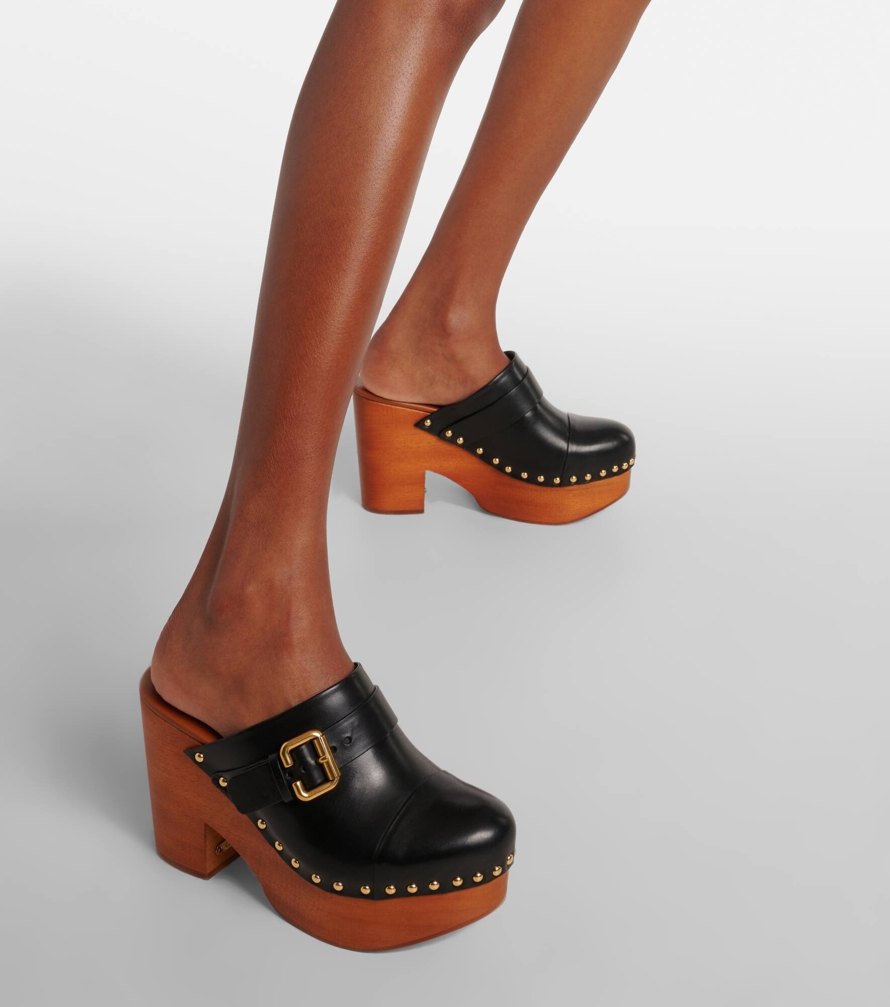 Jeannette studded leather clogs - 4