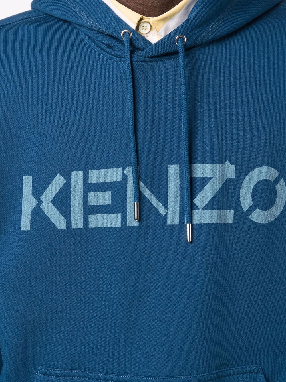 logo-print cotton hoodie - 5