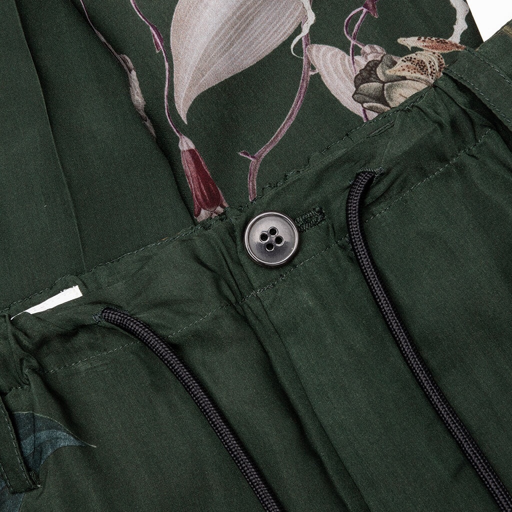 GREEN PLEAT-FRONT TROUSERS WITH FLORAL PATTERN 7092 M.W. - BOT - 3