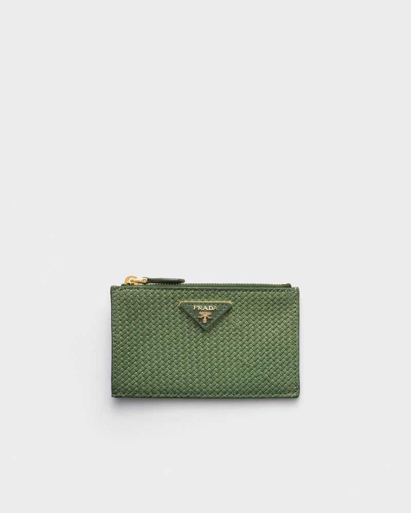 Woven madras leather card holder 1
