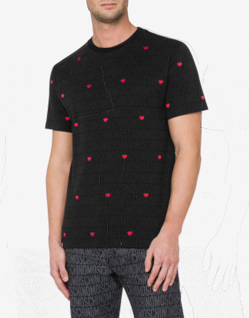 Moschino JERSEY T-SHIRT WITH ALLOVER LOGO HEARTS outlook