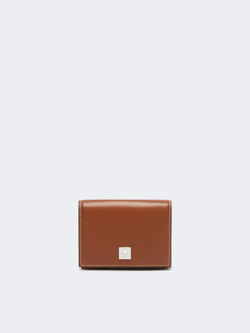 COMPACTWALLET2 Leather tri-fold purse - AMBER BROWN 1