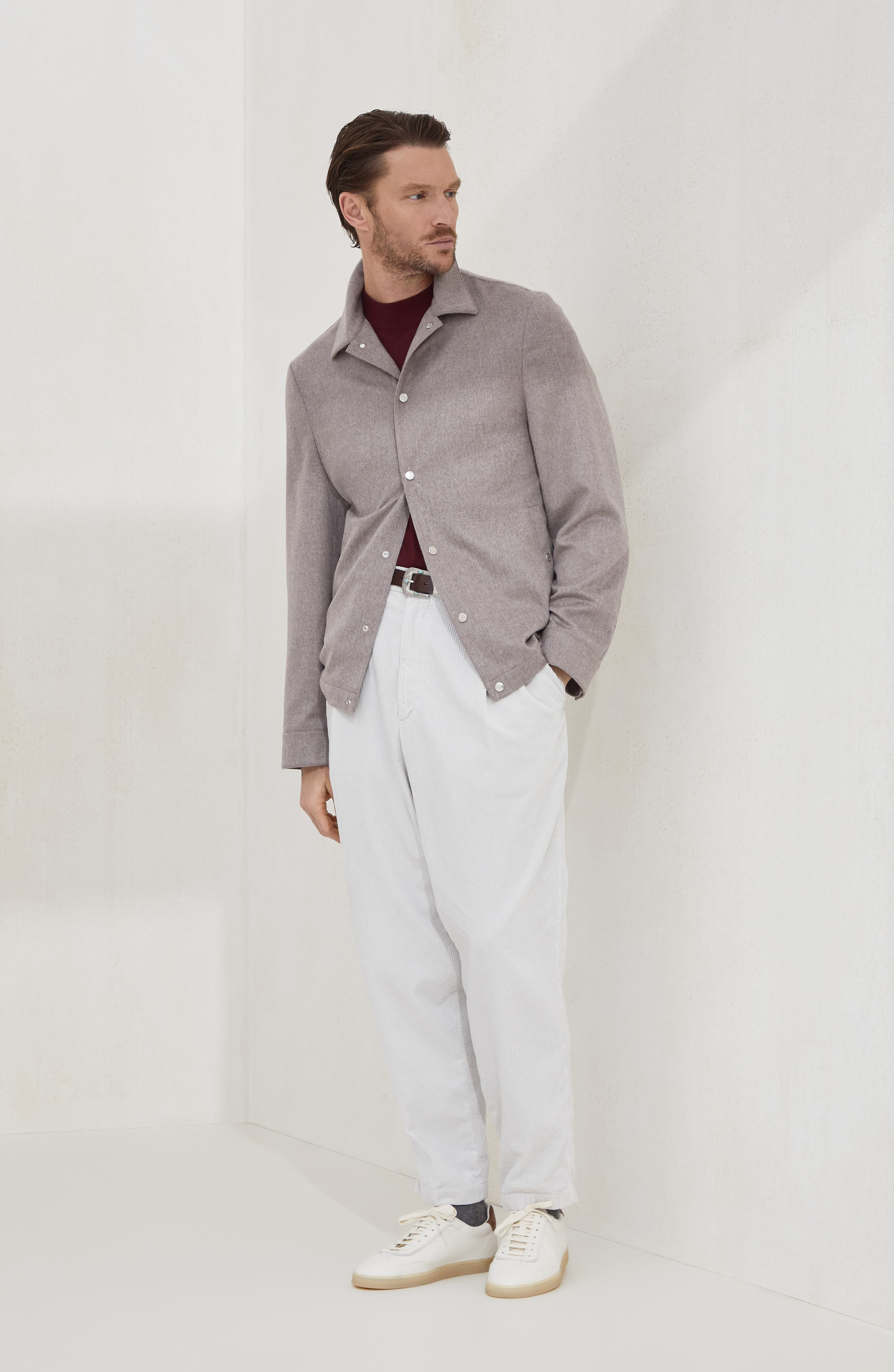 Brunello Cucinelli Shirt-style outerwear jacket in Bark at Nordstrom - 6