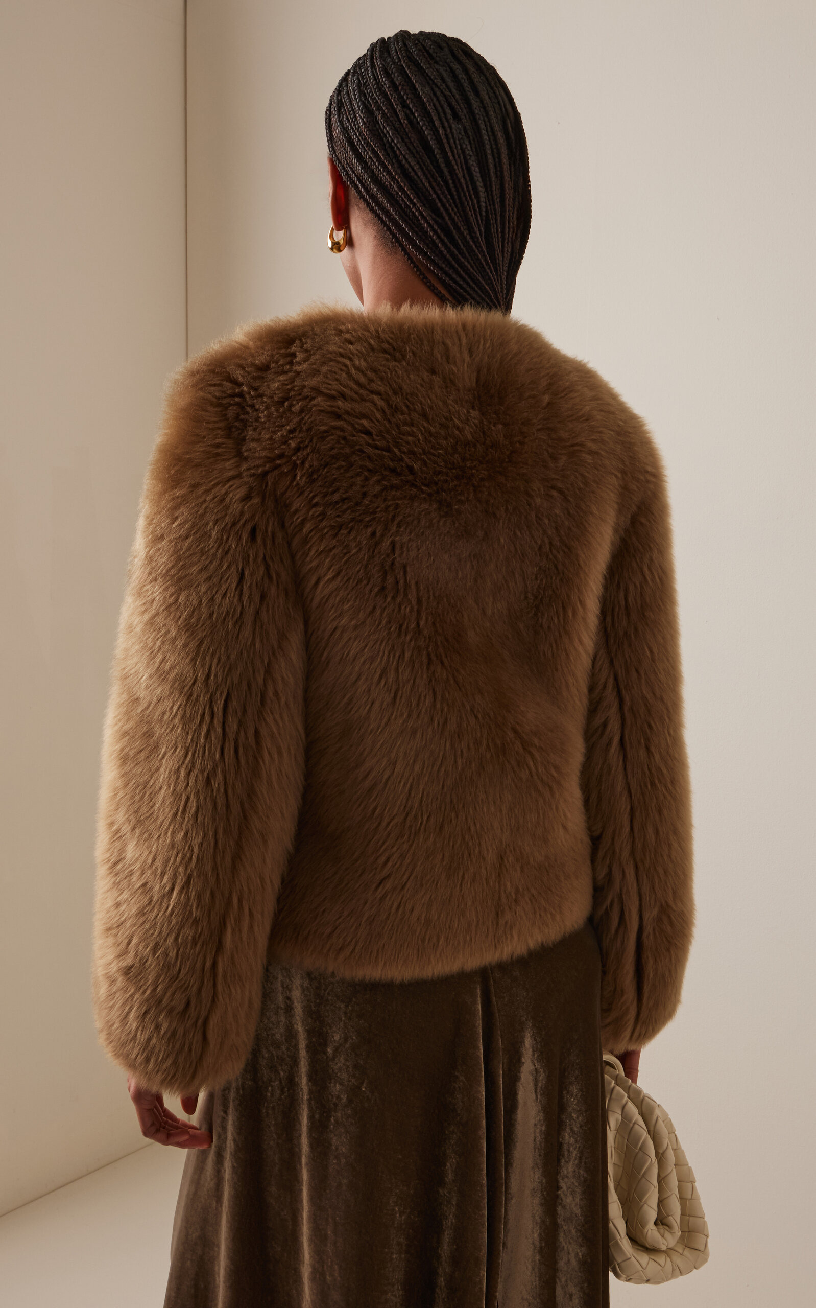 Maury Shearling Short Coat brown - 4