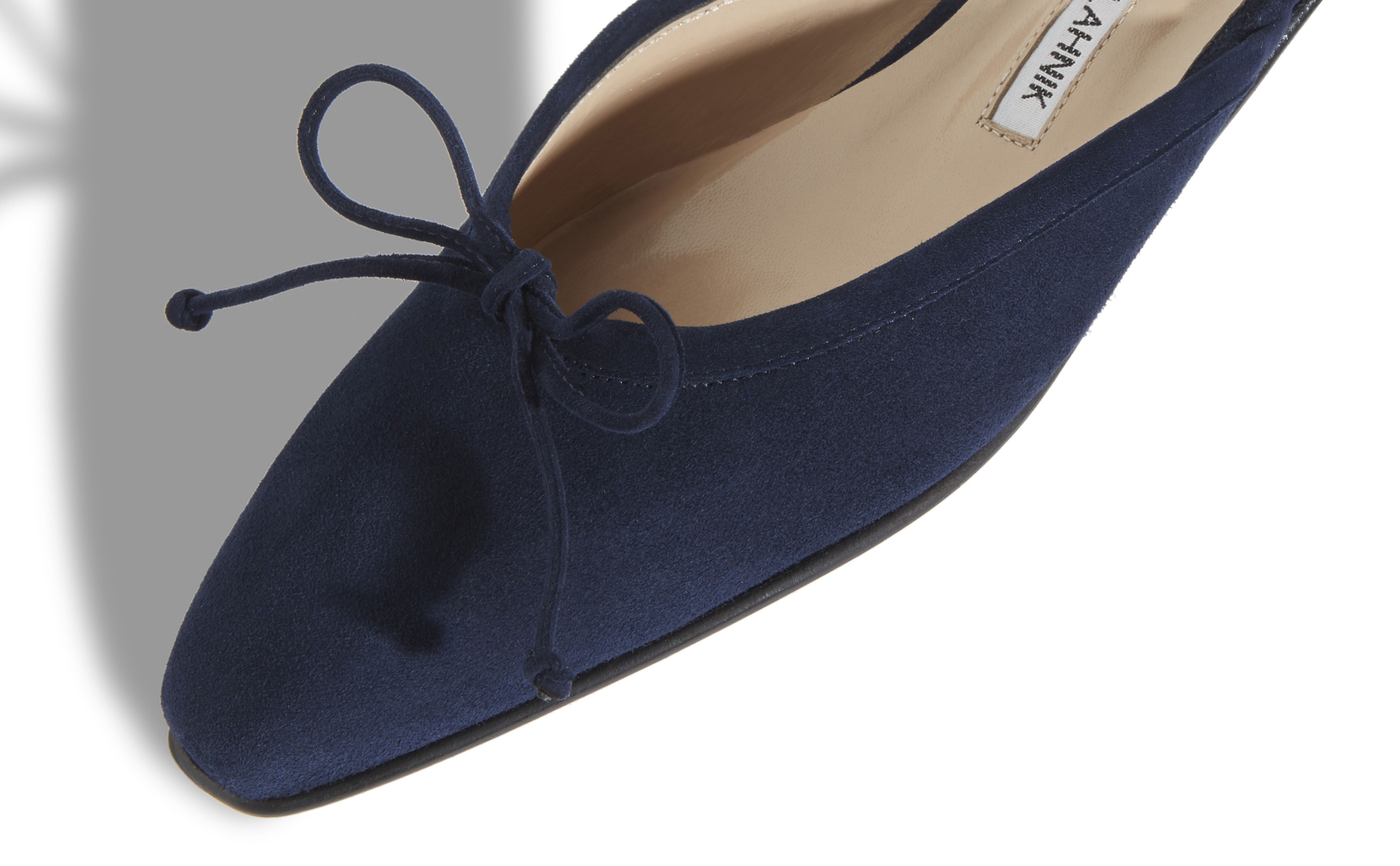 Navy Blue Suede Flat Mules - 4