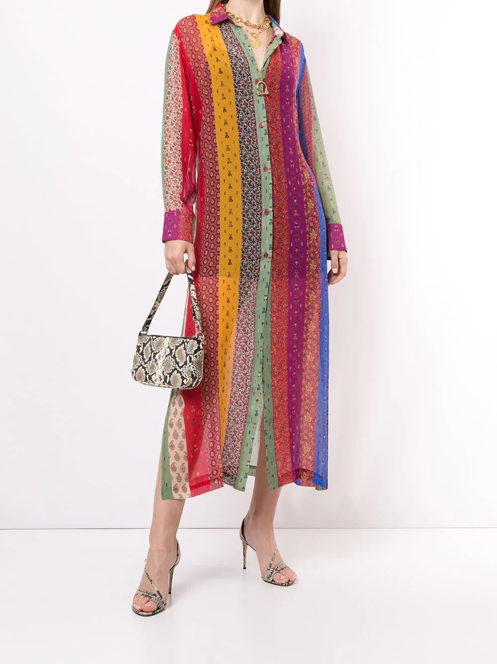 color-block paisley shirt dress - 2