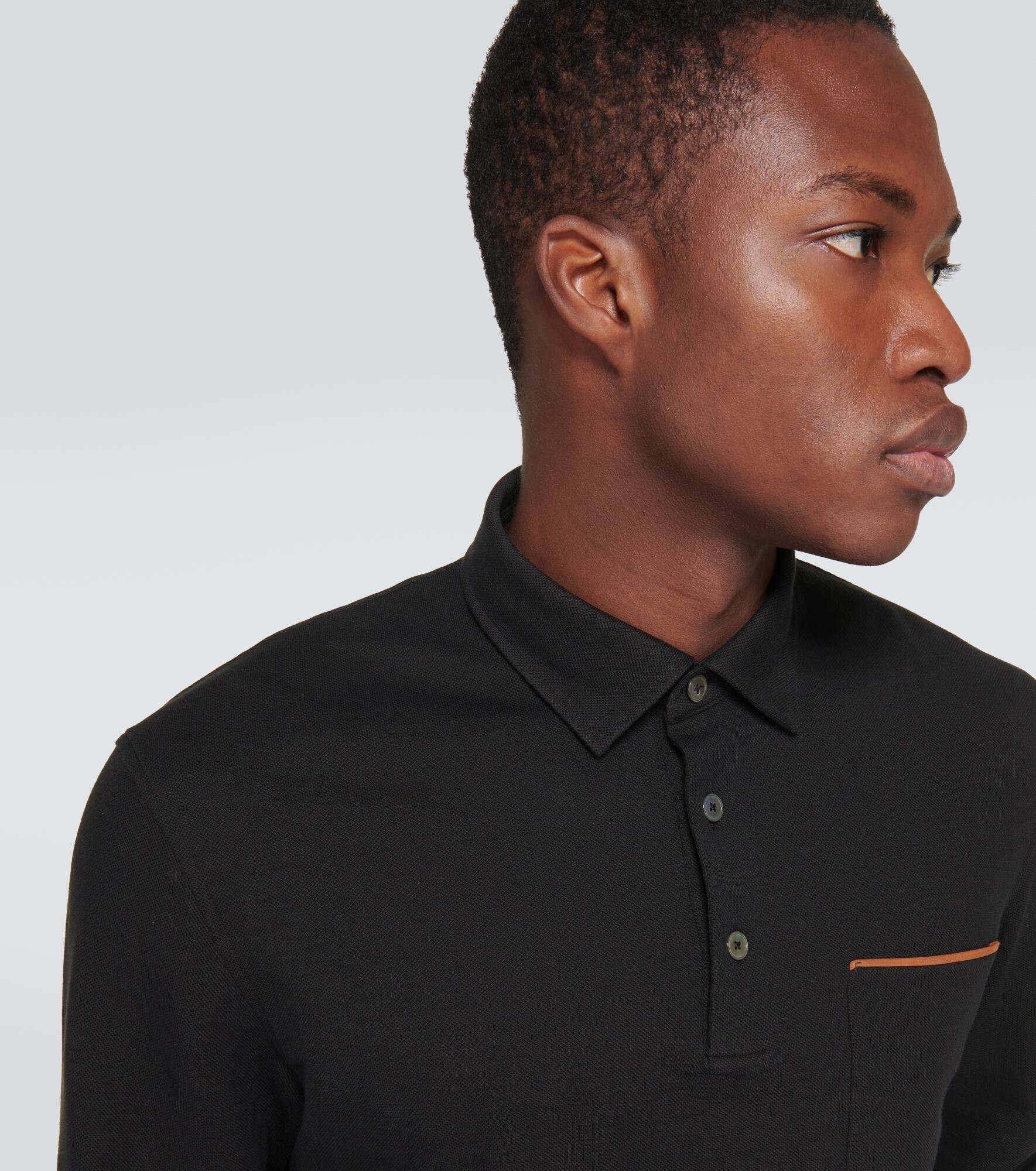 Long-sleeved cotton piqué polo shirt - 5