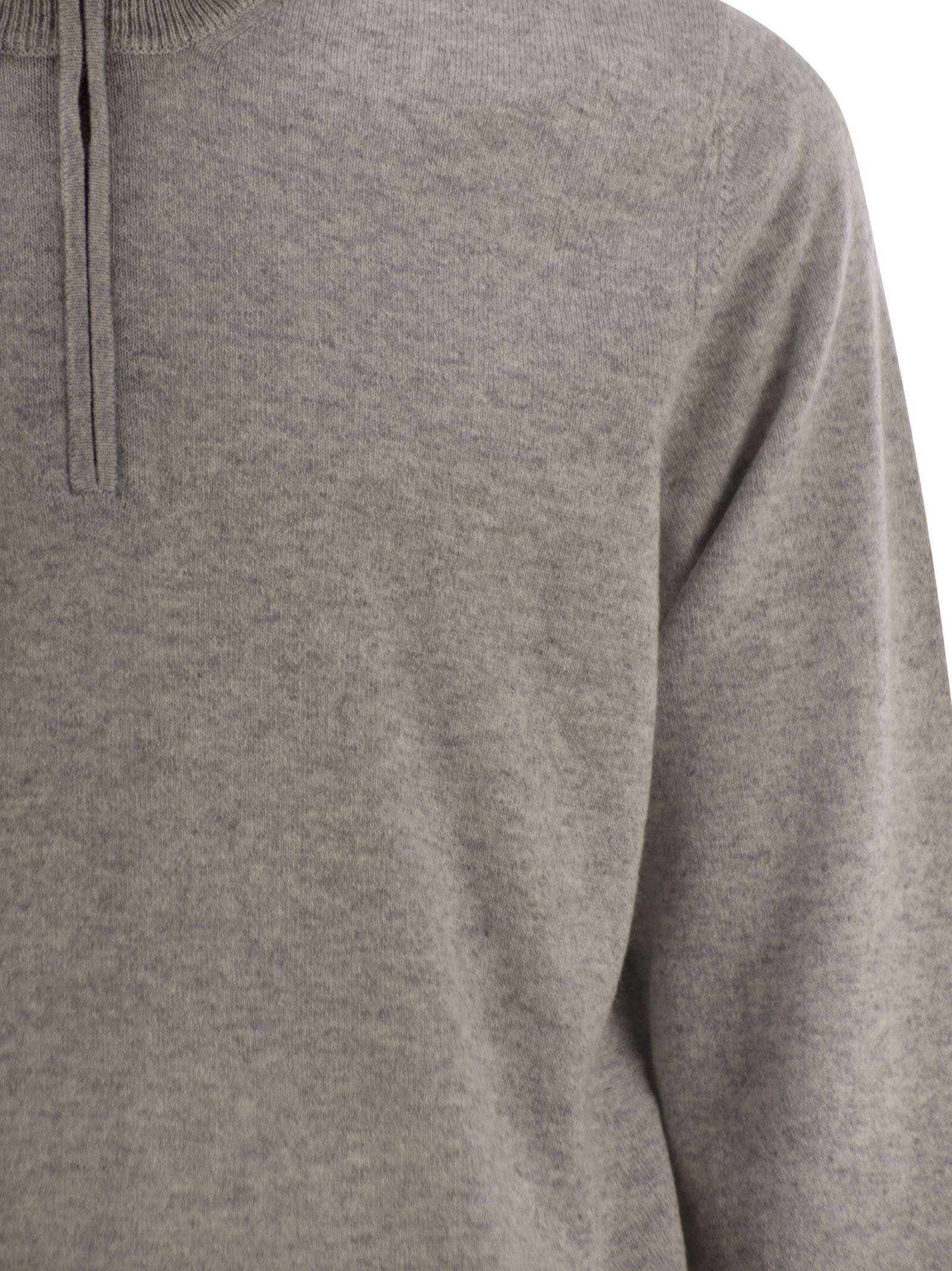 Brunello Cucinelli Men High-Necked Cashmere Sweater With Zip Opening - 4