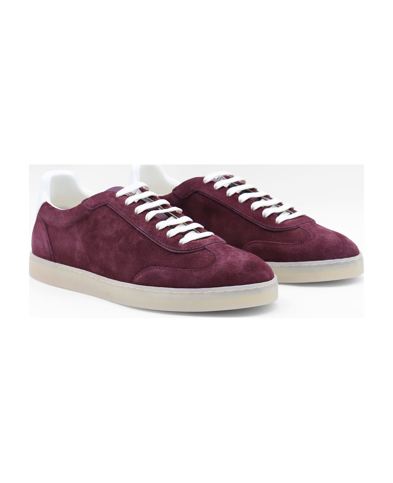 Dark Red Leather Sneakers - 2